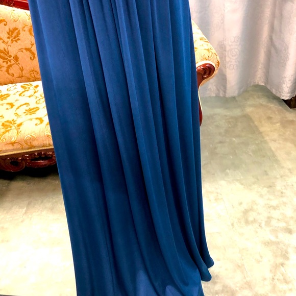 Dessy Estate Blue Strapless Maxi Bridesmaids Dress - Picture 6 of 11